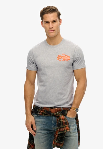 Superdry - T-shirt korte mouw - Grijs - Vl Embroidered Relaxed Tee - M1012207A