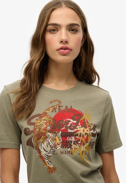 Superdry - T-shirt korte mouw - Groen - Vl Tokyo Relaxed Tee - W1011627A