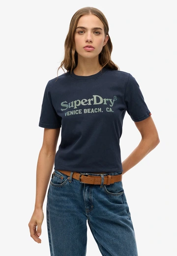 Superdry - T-shirt korte mouw - Marineblauw - Venue Metallic Relaxed Tee - W1011617B