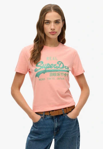 Superdry - T-shirt korte mouw - Oranje - Vl Rhinestone Slim Tee - W1011626A