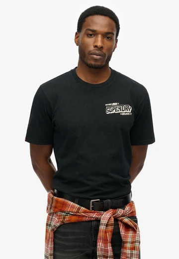 Superdry - T-shirt korte mouw - Zwart - B-Movie Graphic Loose Tee - M1012124A