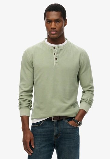 Superdry - Trui V-hals - Groen - Lw Textured Grandad Top - M6010829A