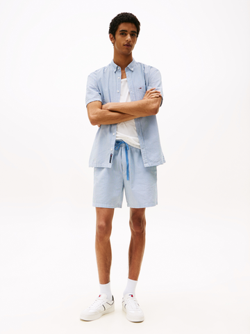 TOMMY JEANS - Korte broek katoen - Lichtblauw - Tjm Seersucker Stp Beach Short - Dm0Dm21946
