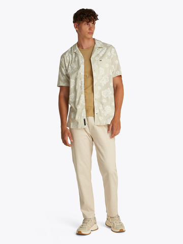 TOMMY JEANS - Overhemd korte mouw - Beige - Tjm Reg Slub Aop Ss Shirt - Dm0Dm21351