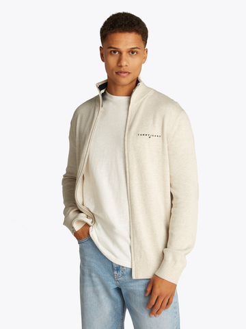 Tommy Jeans - Sweater vest - Beige - Dm0Dm21301 - Tjm Slim Linear Fz Sweater