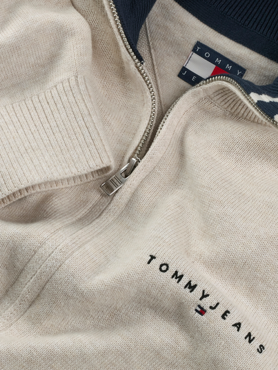 Tommy Jeans - Sweater vest - Beige - Dm0Dm21301 - Tjm Slim Linear Fz Sweater