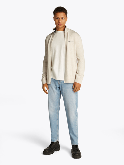 Tommy Jeans - Sweater vest - Beige - Dm0Dm21301 - Tjm Slim Linear Fz Sweater