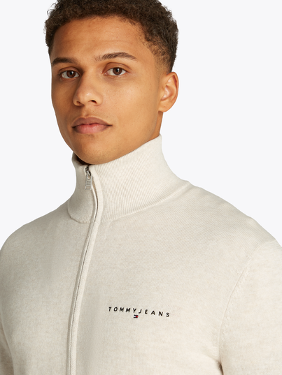 Tommy Jeans - Sweater vest - Beige - Dm0Dm21301 - Tjm Slim Linear Fz Sweater