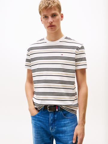 Tommy Jeans - T-shirt korte mouw - Beige - Reg S Flag Stripe Tee - Dm0Dm21784
