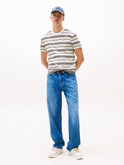 Tommy Jeans - T-shirt korte mouw - Beige - Reg S Flag Stripe Tee - Dm0Dm21784