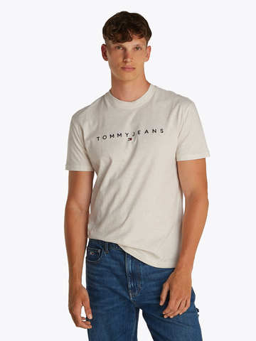 TOMMY JEANS - T-shirt korte mouw - Beige - Tjm Reg Linear Logo Tee - Dm0Dm20744