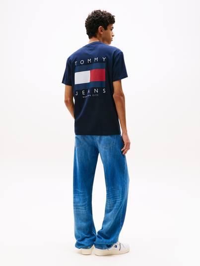 Tommy Jeans - T-shirt korte mouw - Marineblauw - Reg Flag Graph Bckprnt T Ext - Dm0Dm21910