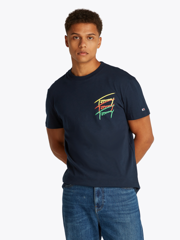 TOMMY JEANS - T-shirt korte mouw - Marineblauw - Tjm Reg Twisted Signtr Tee - Dm0Dm20771