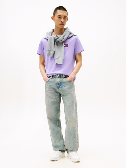 Tommy Jeans - T-shirt korte mouw - Paars - Dm0Dm20740 - Slim Essential Flag Tee Ext