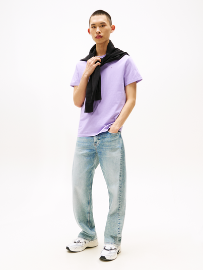 Tommy Jeans - T-shirt korte mouw - Paars - Dm0Dm21780 - Slim Linear Chest Tee Ext