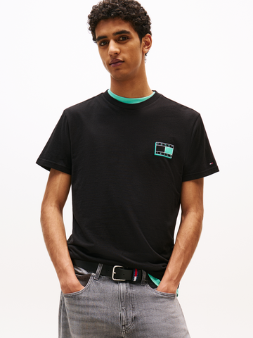 Tommy Jeans - T-shirt korte mouw - Zwart - Slim Pop Color Flag Tee Ext - Dm0Dm21577