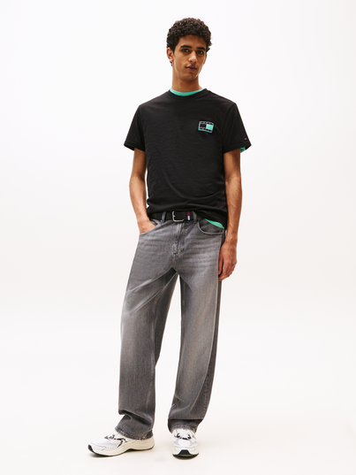 Tommy Jeans - T-shirt korte mouw - Zwart - Slim Pop Color Flag Tee Ext - Dm0Dm21577