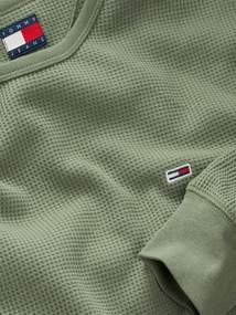 TOMMY JEANS - T-shirt lange mouw - Donkergroen - Tjm Slim Waffle Ls Tee - Dm0Dm20688