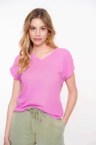 Top linen v neck