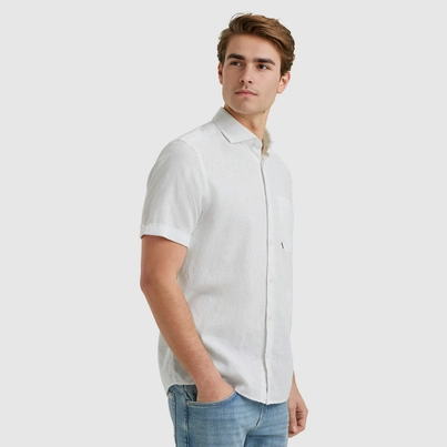 Vanguard - Overhemd korte mouw - Wit - Vsis2505280 - Short Sleeve Shirt Linen Cotton bl