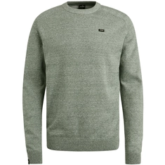Vanguard - Trui met ronde hals - Donkergroen - Crewneck cotton linen blend