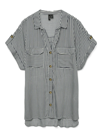 Vero Moda - Blouse korte mouw - Marineblauw - Vmbumpy Ss Shirt Wvn - 10310139