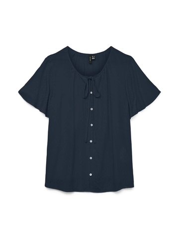 Vero Moda - Blouse korte mouw - Marineblauw - Vmgabbi Ss Tie Top Wvn Ga - 10324561