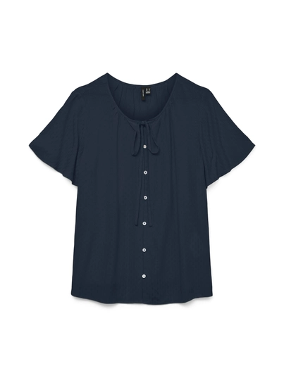 Vero Moda - Blouse korte mouw - Marineblauw - Vmgabbi Ss Tie Top Wvn Ga - 10324561