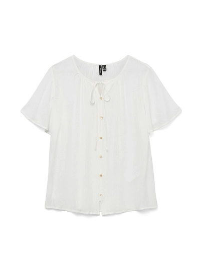 Vero Moda - Blouse korte mouw - Wit - Vmgabbi Ss Tie Top Wvn Ga - 10324561