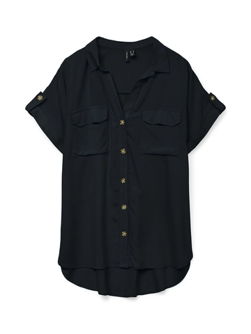 Vero Moda - Blouse korte mouw - Zwart - Vmbumpy Ss Shirt Wvn - 10310139