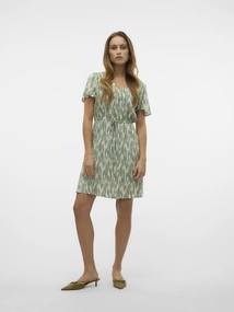 Vero Moda - Jurk - Groen - Vmeasy Joy Ss Short Dress Wvn - 10307990