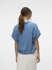 Vero Moda - Spijkerblouse korte mouw - Vintage - Vmfleur Ss Bow Tencel Shirt - 10326059
