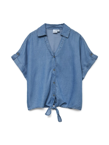 Vero Moda - Spijkerblouse korte mouw - Vintage - Vmfleur Ss Bow Tencel Shirt - 10326059
