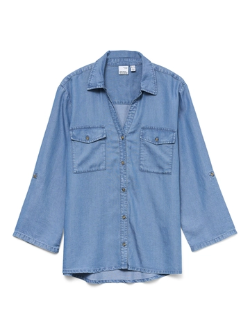 Vero Moda - Spijkerblouse lange mouw - Donkere denim - Vmbree 7/8 Sleeve Loose Tencel - 10304863