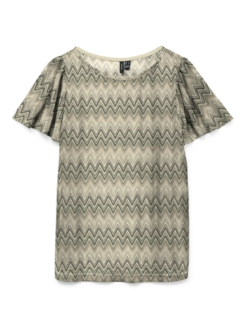 Vero Moda - T-shirt korte mouw - Beige - Vmdicte Ss Boat Neck Top Jrs - 10328138
