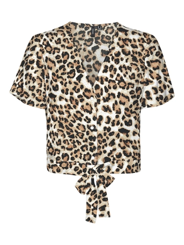 Vero Moda - T-shirt korte mouw - Dierenprint - Vmeasy Joy S/S Tie Shirt Wvn - 10297364