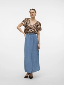 Vero Moda - T-shirt korte mouw - Dierenprint - Vmeasy Joy V-Neck Ss Blouse Wv - 10307987