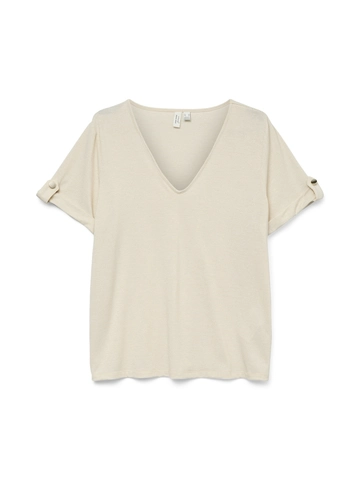 Vero Moda - T-shirt korte mouw - Ecru - Vmbailey S/S V-Neck T-Shirt Jr - 10324115