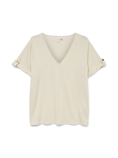 Vero Moda - T-shirt korte mouw - Ecru - Vmbailey S/S V-Neck T-Shirt Jr - 10324115
