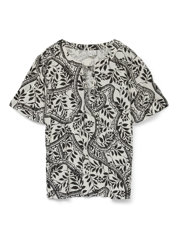 Vero Moda - T-shirt korte mouw - Ecru - Vmbali S/S V-Neck Top Wvn Btq - 10327060