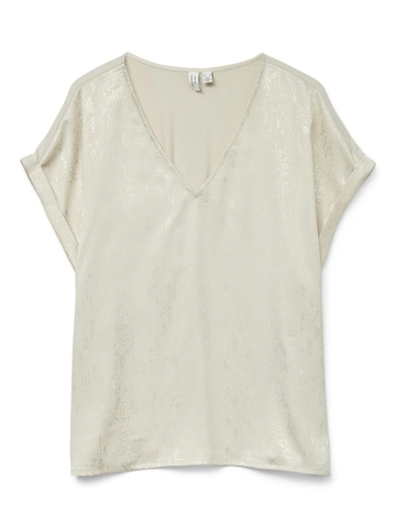 Vero Moda - T-shirt korte mouw - Ecru - Vmbalia S/S V-Neck T-Shirt Wvn - 10320751