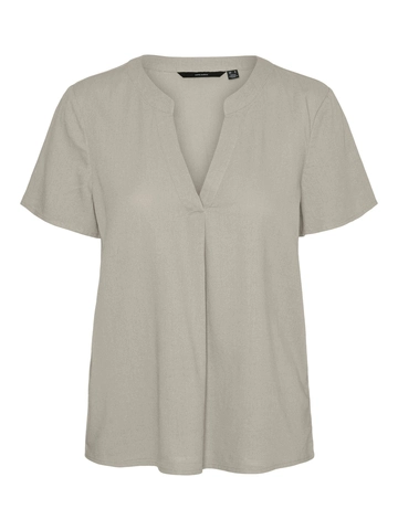 Vero Moda - T-shirt korte mouw - Grijs - Vmmymilo Ss V-Neck Top Wvn - 10303660