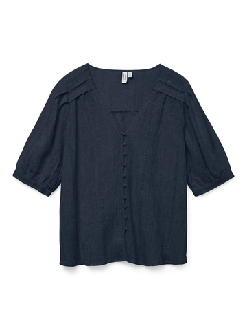 Vero Moda - T-shirt korte mouw - Marineblauw - Vmdahlia S/S V-Neck Shirt Wvn - 10329115