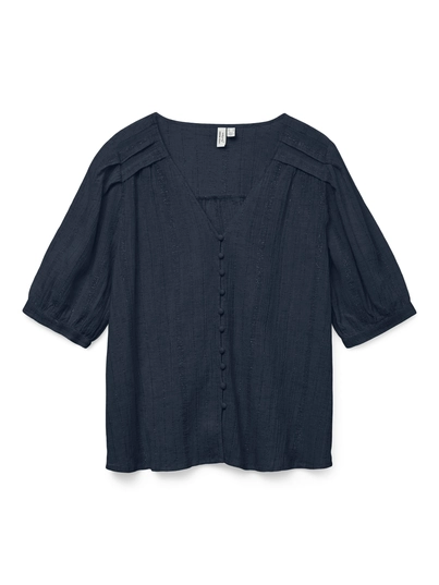 Vero Moda - T-shirt korte mouw - Marineblauw - Vmdahlia S/S V-Neck Shirt Wvn - 10329115