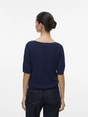 Vero Moda - T-shirt korte mouw - Marineblauw - Vmluxlight Pointelle Ss U-Neck - 10330852