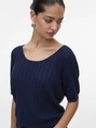 Vero Moda - T-shirt korte mouw - Marineblauw - Vmluxlight Pointelle Ss U-Neck - 10330852