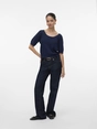 Vero Moda - T-shirt korte mouw - Marineblauw - Vmluxlight Pointelle Ss U-Neck - 10330852