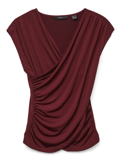 Vero Moda - T-shirt korte mouw - Rood - Vmdaisy Sl V-Neck Top Jrs - 10329334