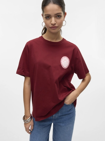 Vero Moda - T-shirt korte mouw - Rood - Vmdoris Caty Ss Top Box Jrs Ga - 10329468