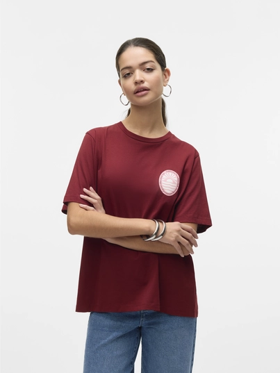 Vero Moda - T-shirt korte mouw - Rood - Vmdoris Caty Ss Top Box Jrs Ga - 10329468